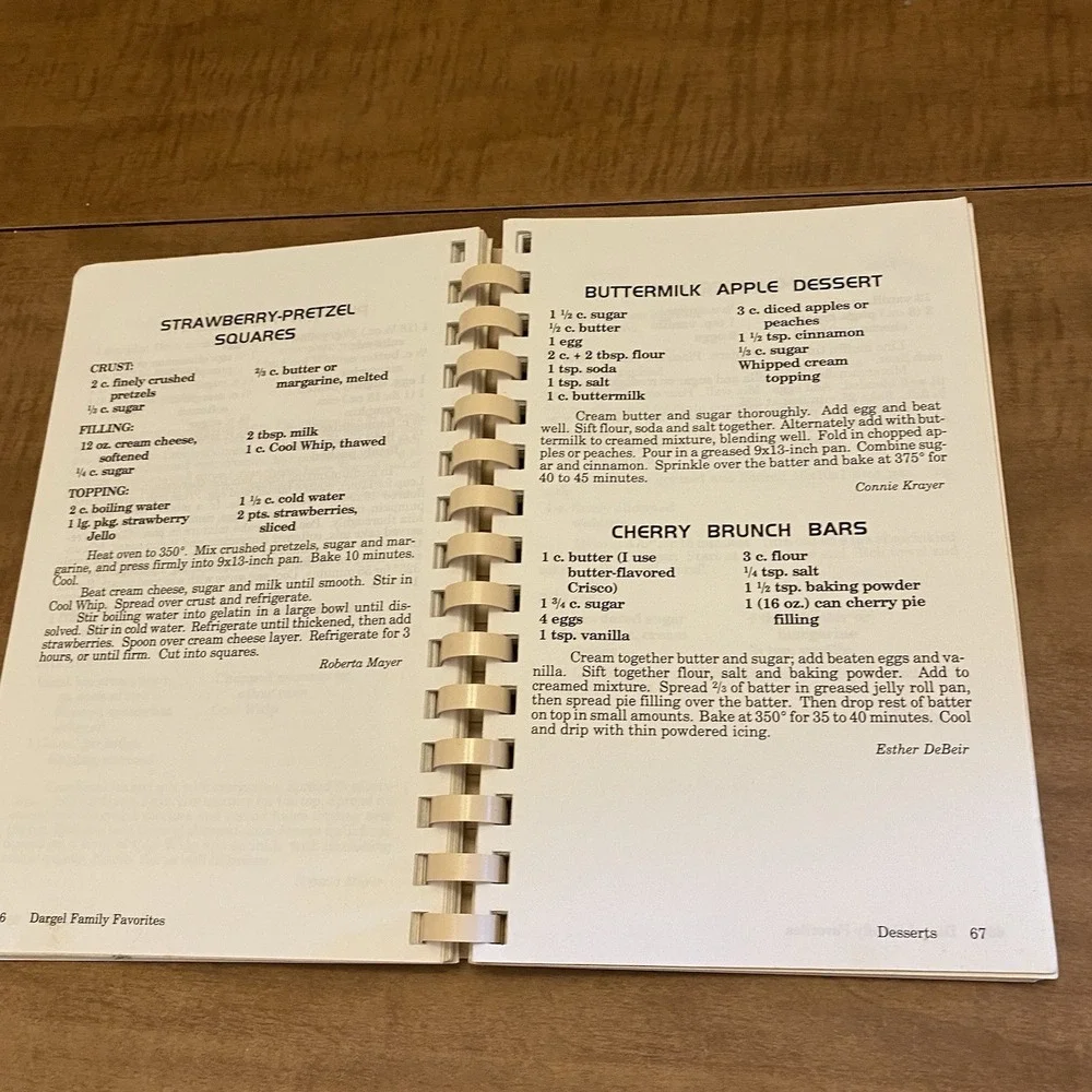 VTG Dargel Family Favorites Cookbook Sharon Peterson Lapeer Michigan Comb Bound